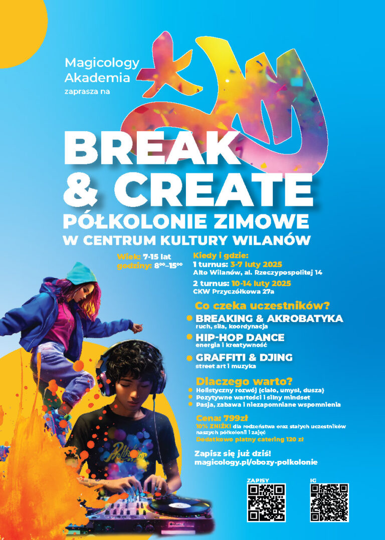 ULOTKA NA PÓŁKOLONIE ZIMOWĄ DLA DZIECI BREAK & CREATE
