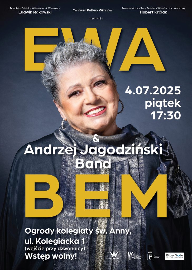 Plakat przedstawiający koncert Ewy Bem wraz z Andrzejem Jadzodzińskim Band
