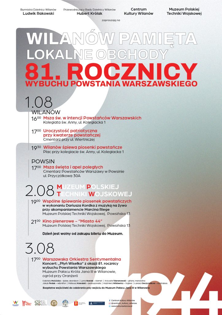 PLAKAT NA OBCHODY 81 ROCZNICY POWSTANIA WARSZAWSKIEGO