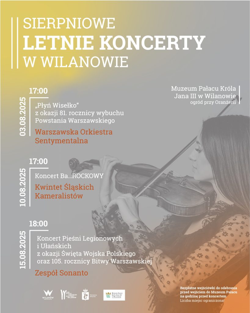SIERPNIOWE LETNIE KONCERTY W WILANOWIE