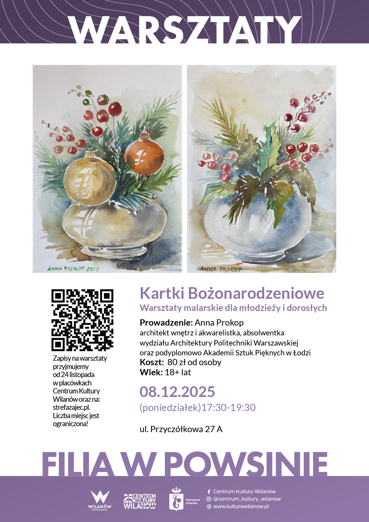 Kartki Bożonarodzeniowe - warsztaty malarskie dla młodzieży i dorosłych