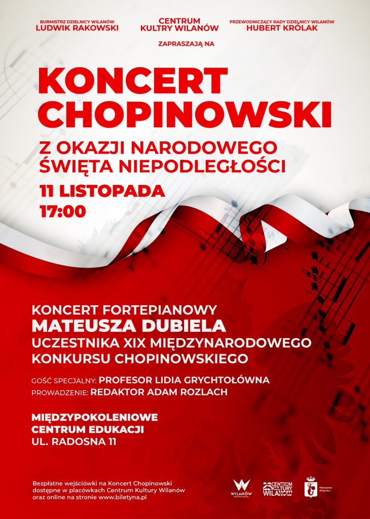 plakat informujący o koncercie chopinowskim