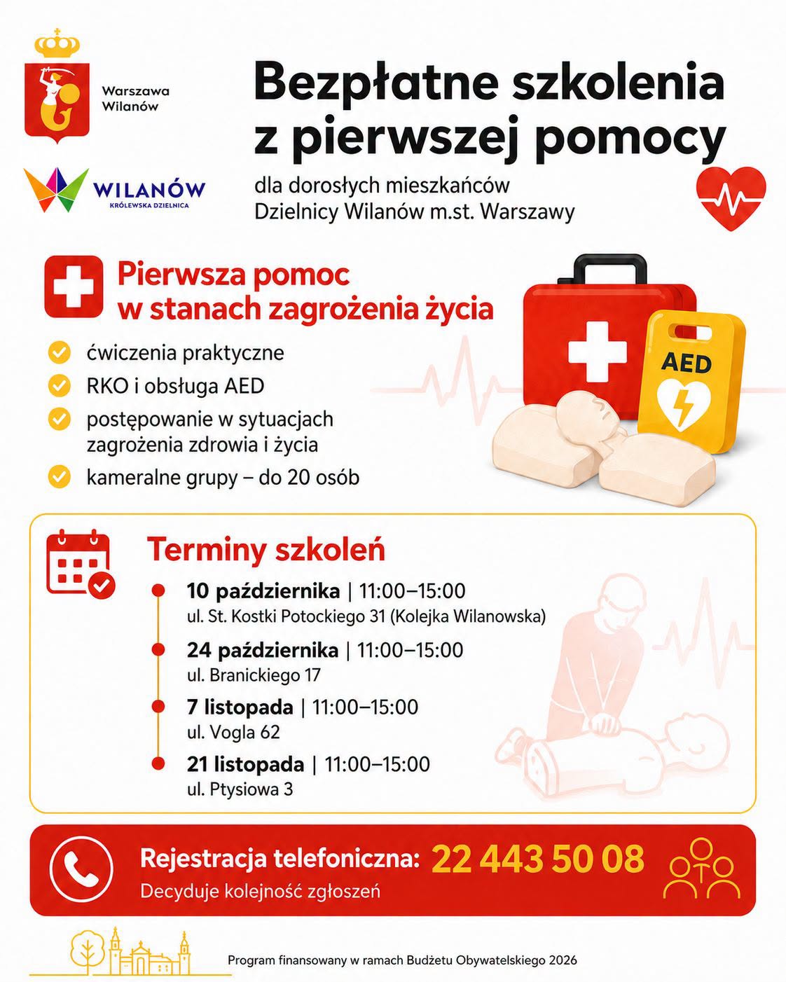Bezpłatne szkolenie z pierwszej pomocy – warsztaty dla dorosłych