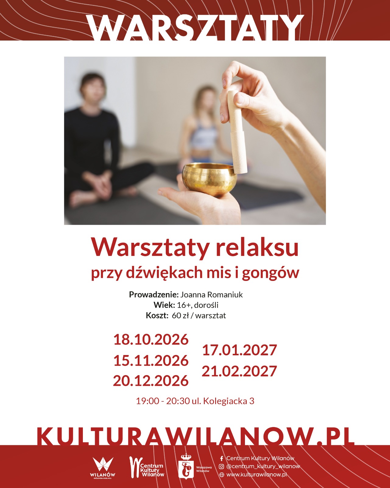 Warsztaty relaksacji przy dźwiękach mis, dzwonków i gongów