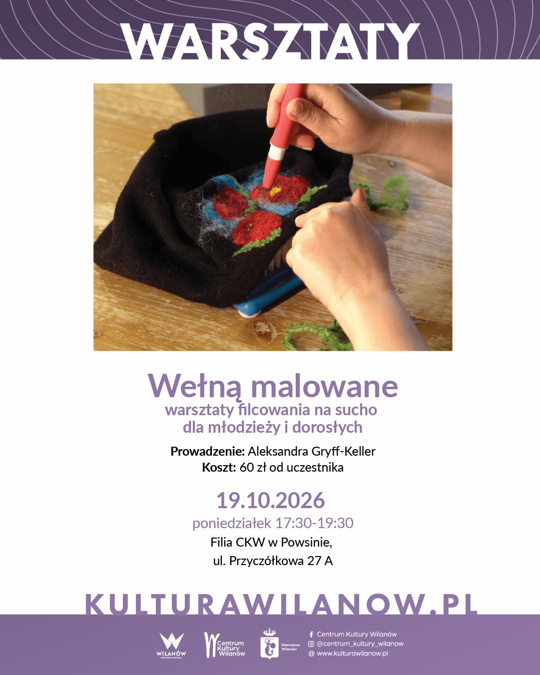 Wełną malowane – warsztaty filcowania na sucho dla młodzieży i dorosłych  