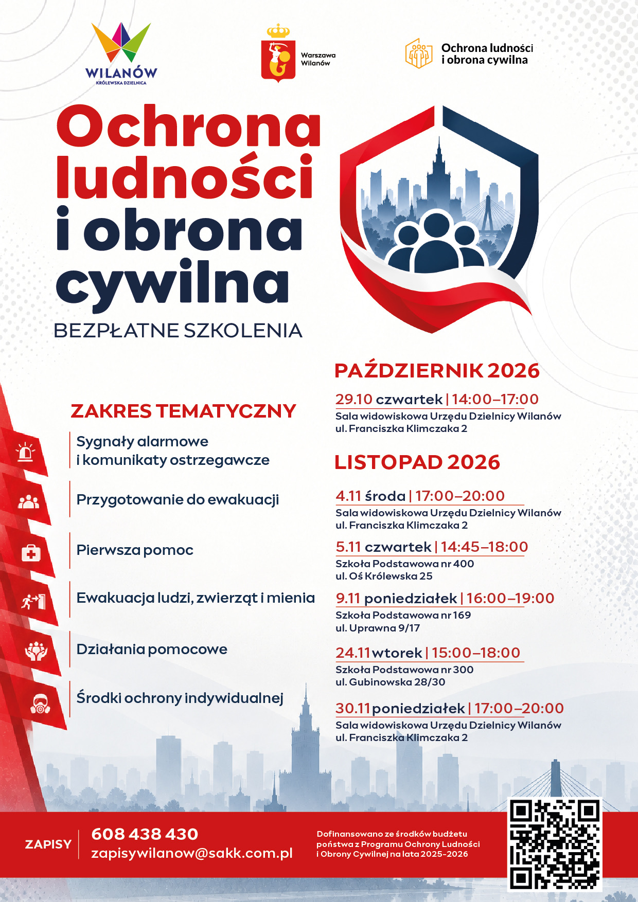 Bezpłatne szkolenia z ochrony ludności i obrony cywilnej w Wilanowie!